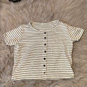 Grey striped crop top